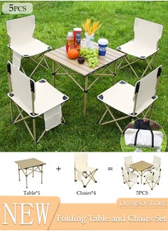 DUNISO 5PCS Folding Table and Chairs Set, Portable Picnic Square Table with 4 Seats,Camping Table with Easy Carrying Bag for Outdoor Camping Picnic BBQ, Party and Dining  - Image 1