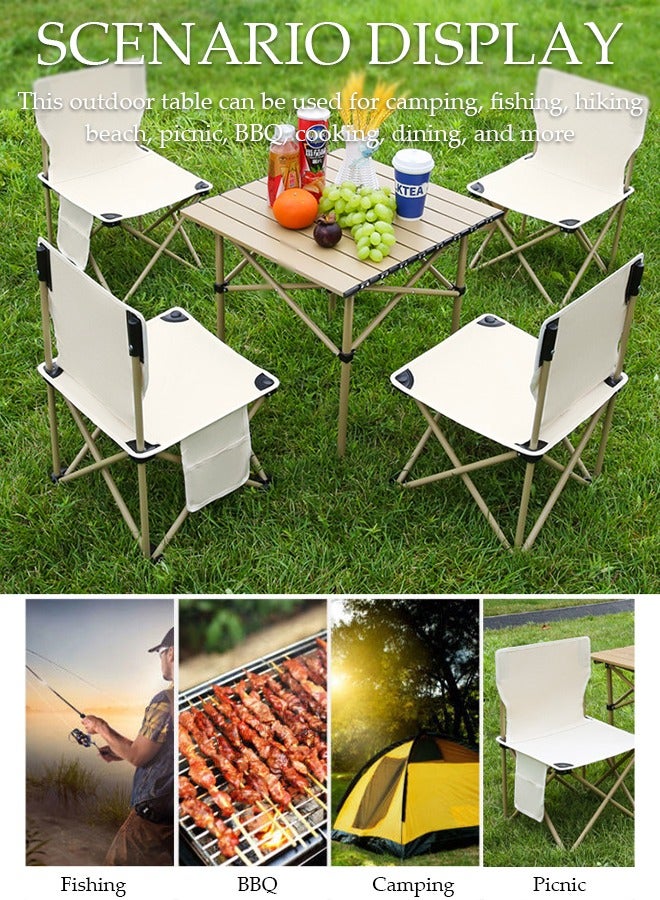 DUNISO 5PCS Folding Table and Chairs Set, Portable Picnic Square Table with 4 Seats,Camping Table with Easy Carrying Bag for Outdoor Camping Picnic BBQ, Party and Dining  - Image 2