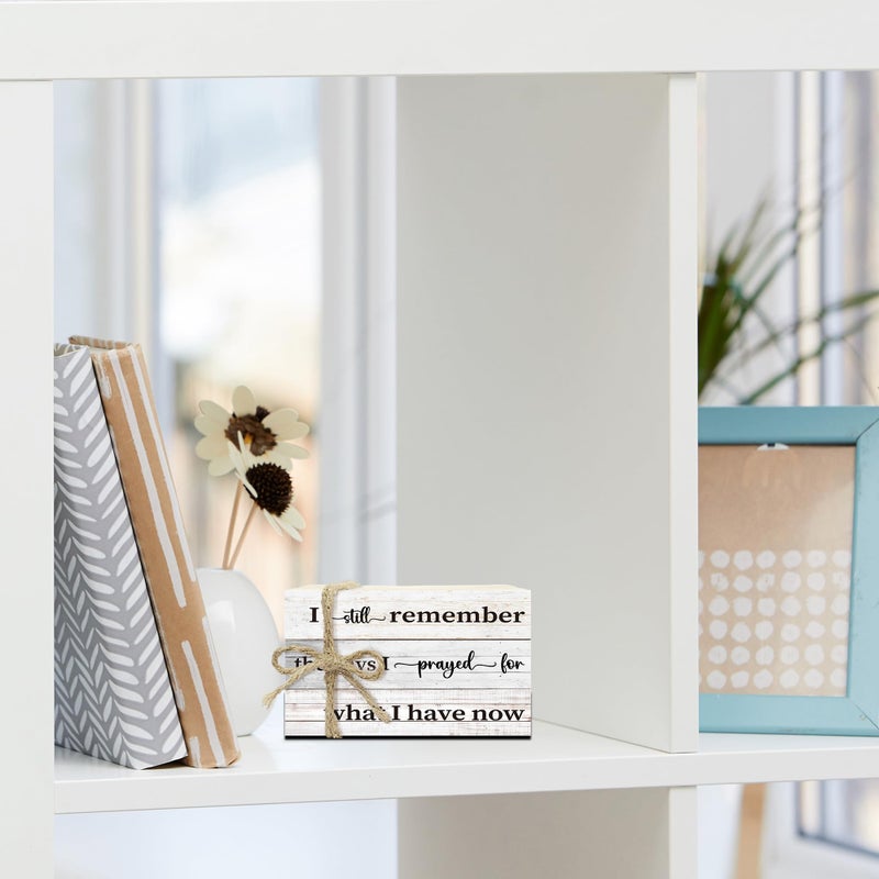 Ycyfckdr Decorative Books For Home Decor, Wood Book Stack For Table Decor, I Still Remember The Days I Prayed Decor Books For Living Room Bookshelf Office Coffee Bar, Farmhouse Stacked Books Decor (L05) - Image 4
