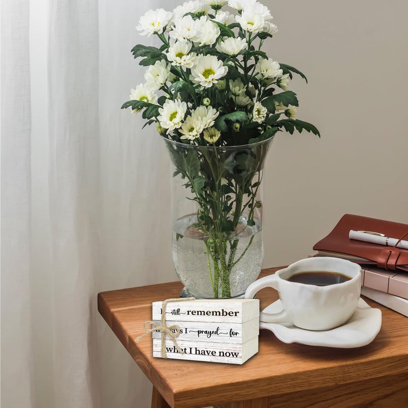 Ycyfckdr Decorative Books For Home Decor, Wood Book Stack For Table Decor, I Still Remember The Days I Prayed Decor Books For Living Room Bookshelf Office Coffee Bar, Farmhouse Stacked Books Decor (L05) - Image 5