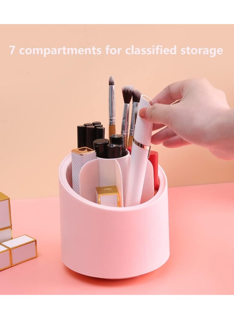 عام صندوق تخزين حامل فرش المكياج مع غطاء شفاف، حامل عرض مستحضرات التجميل يدور 360 درجة خالي من الغبار لأسطح الحمام وطاولات الزينة وأجهزة الكمبيوتر المكتبية - Image 2