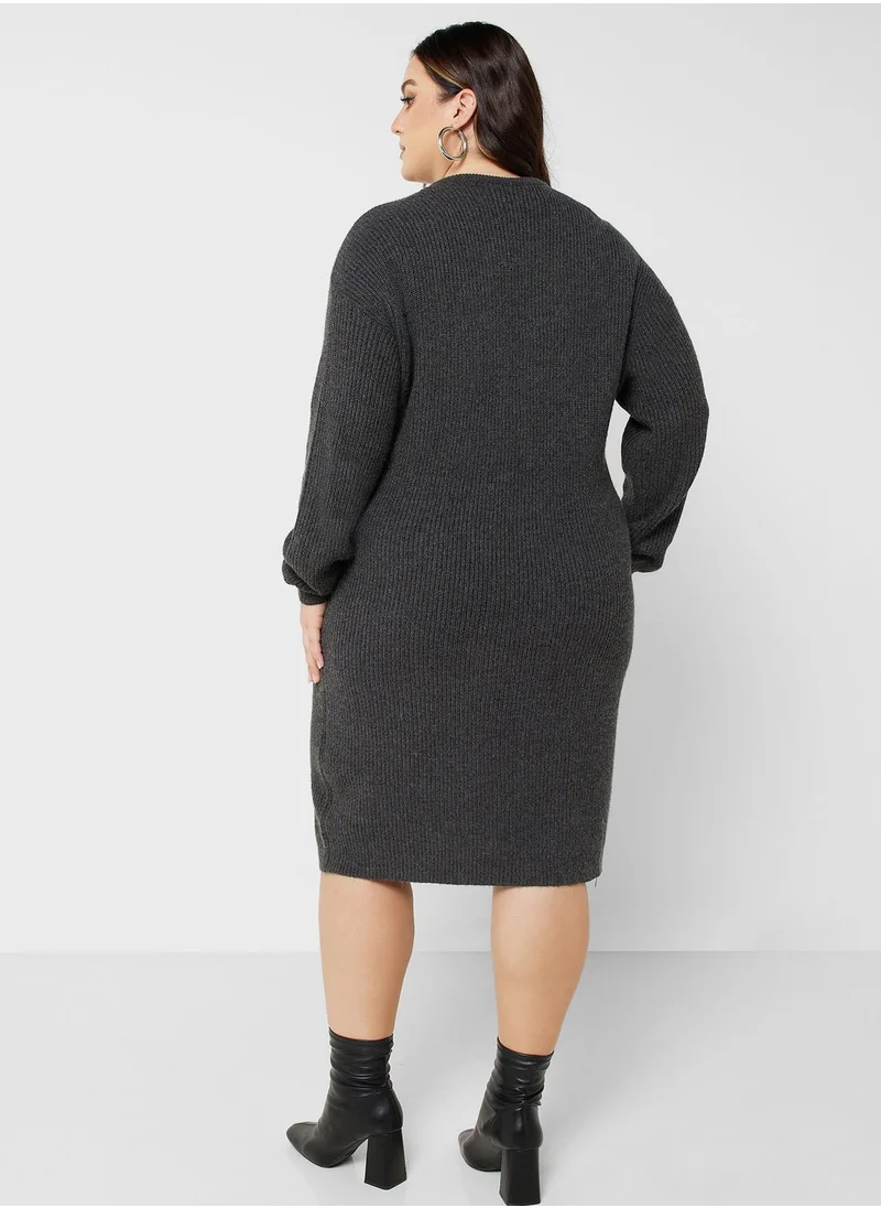 Only Carmakoma Round Neck Knitted Dress
