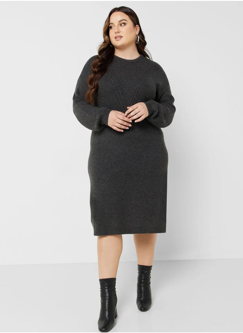 Only Carmakoma Round Neck Knitted Dress