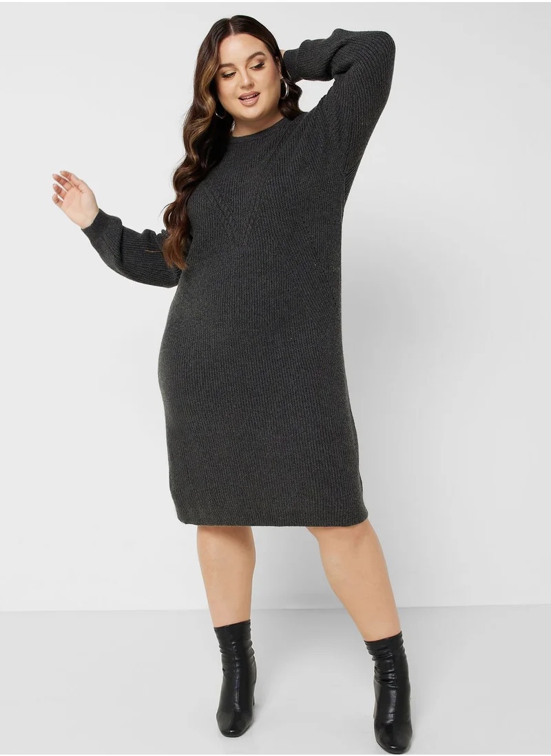 Only Carmakoma Round Neck Knitted Dress