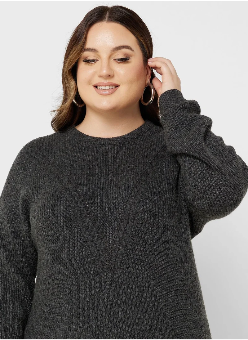 Only Carmakoma Round Neck Knitted Dress