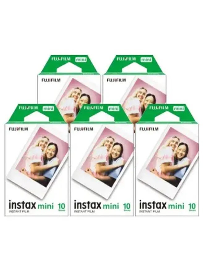 Instax Mini Instant Film – White 5 x 10 Sheets Pack (50 Films)