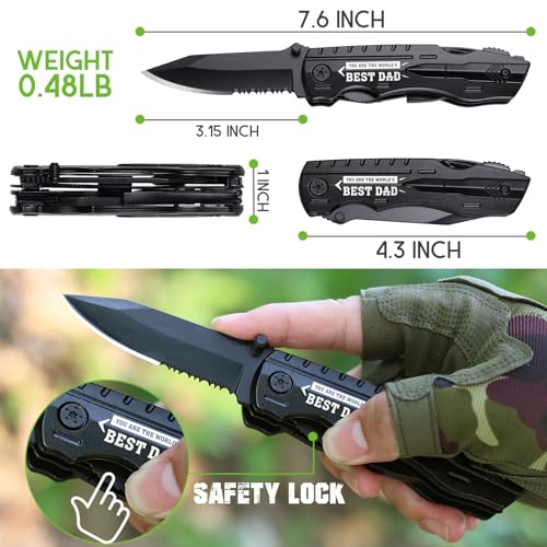 ONEAGE Fathers Day Dad Gifts from Daughter Wife Son - Gifts for Dad, YOU ARE THE WORLD’S BEST DAD Multitool Knife - Dads Birthday Gift, Fathers Day Dad's Gift for Husband, Men - Christmas Dads Presents - Image 4