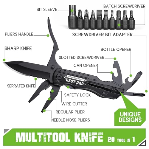 ONEAGE Fathers Day Dad Gifts from Daughter Wife Son - Gifts for Dad, YOU ARE THE WORLD’S BEST DAD Multitool Knife - Dads Birthday Gift, Fathers Day Dad's Gift for Husband, Men - Christmas Dads Presents - Image 2