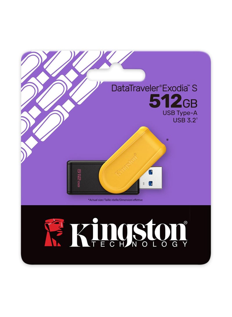 Kingston DataTraveler Exodia S USB Stick - 512GB - USB 3.2 Gen 1 - USB Type A - Black/Yellow - DTXS/512GB - Image 3