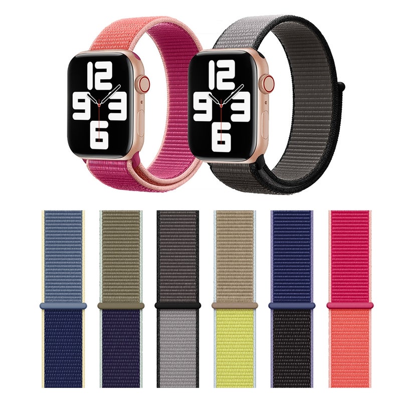 For Apple Watch Series 7 41mm / 6 & SE & 5 & 4 40mm / 3 & 2 & 1 38mm Color Matching Nylon Watch Band(Black + Grey)
