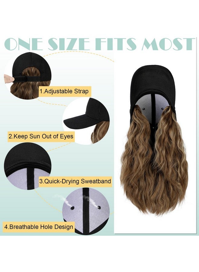 لانسيجرين قبعة باروكة للنساء مع وصلات شعر وقبعة قابلة للتعديل وربطة شعر صناعية قصيرة مجعدة بطول 15 بوصة، بني فاتح مختلط أشقر رمادي - Image 2