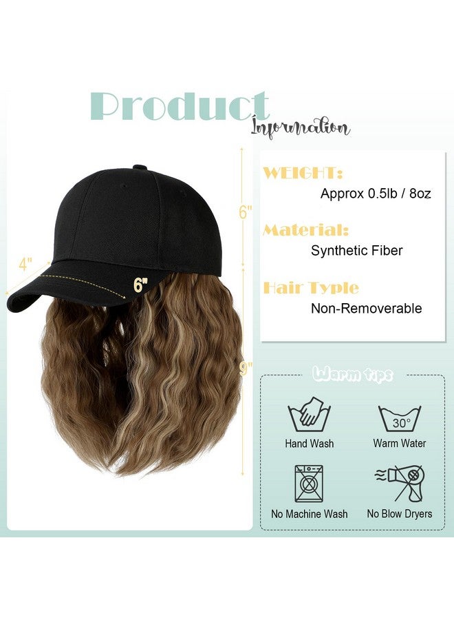 لانسيجرين قبعة باروكة للنساء مع وصلات شعر وقبعة قابلة للتعديل وربطة شعر صناعية قصيرة مجعدة بطول 15 بوصة، بني فاتح مختلط أشقر رمادي - Image 1