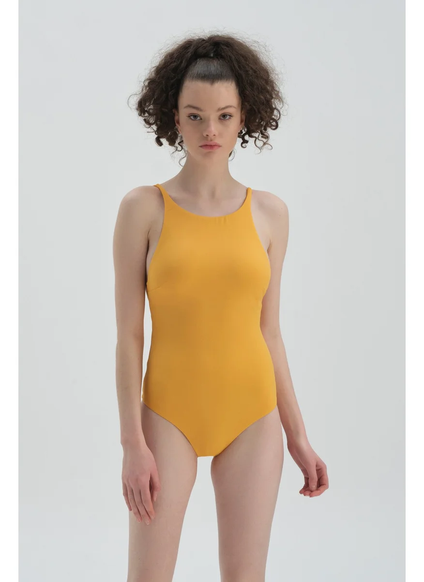 dagi Yellow Halter Collar Swimsuit