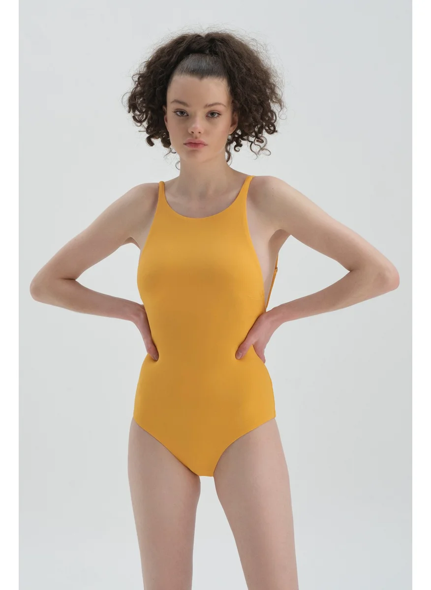 dagi Yellow Halter Collar Swimsuit