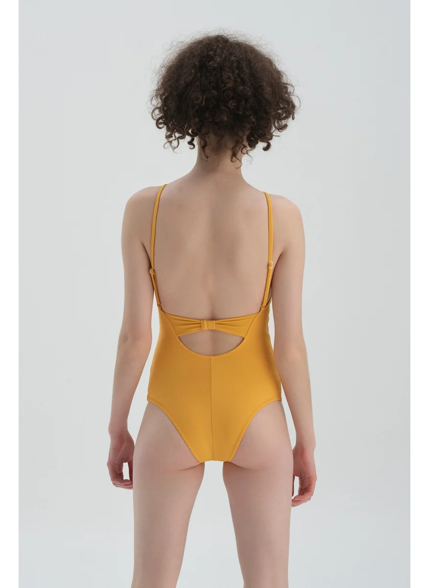 dagi Yellow Halter Collar Swimsuit