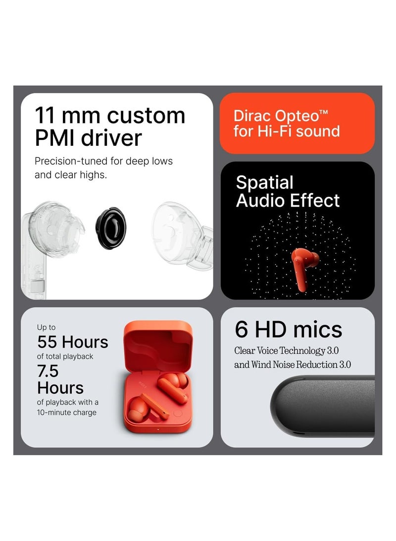 cmf by NOTHING Buds 2 45dB Hybrid Active Noise Cancellation In-Ear Headphones With Environmental Adaptive Technology, Chat GPT Integration - Orange - Image 4