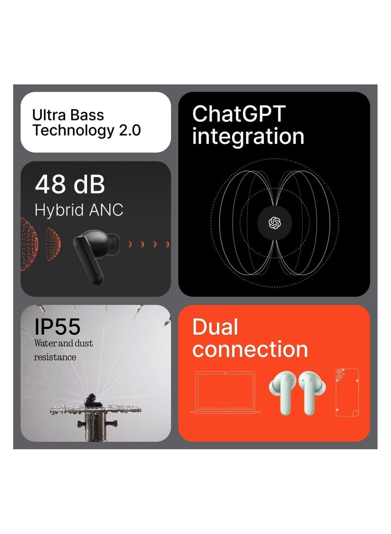 cmf by NOTHING Buds 2 45dB Hybrid Active Noise Cancellation In-Ear Headphones With Environmental Adaptive Technology, Chat GPT Integration - Orange - Image 5