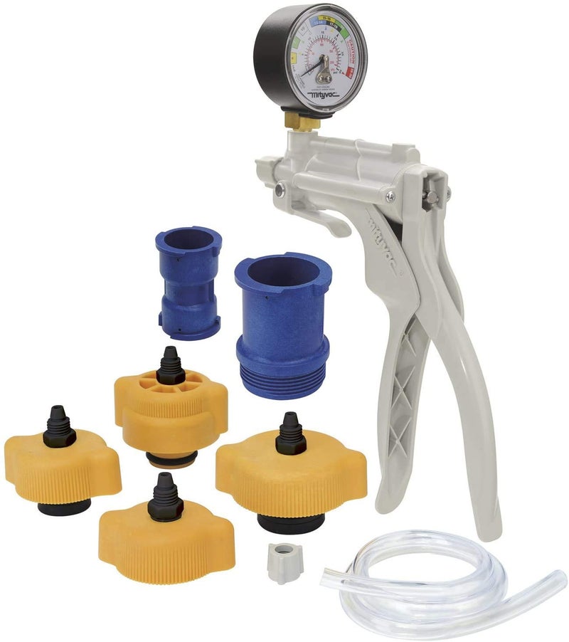 Mityvac MV4560 Radiator/Cooling System Pressure Test Kit for Asian, European, US Cars and Light Duty Trucks, Includes Hand Pressure Pump, 4 Cooling System and 2 Dual-Function Cap Test Adapters - Image 1