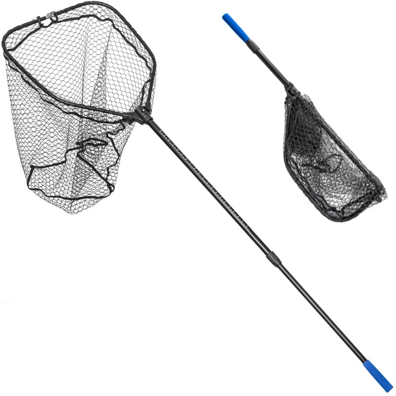 ZOINLIY Long Fishing Net, Foldable Landing Net with Telescoping Handle, Rubber Coated Polyethylene Netting, Lightweight & Strong, Length 56â€³-75â€³, Hoop Size 20â€³ x 19â€³, Depth 20â€³, 25 lbs. Capacity - Image 1