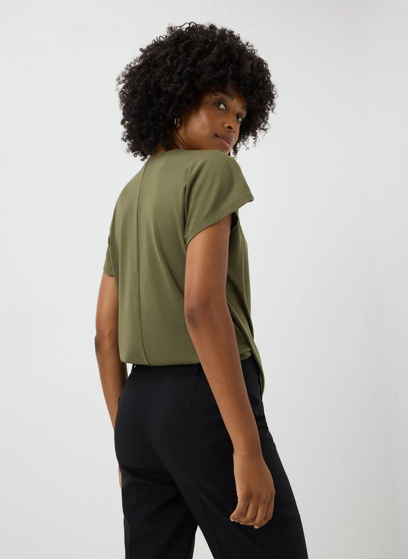 ماتلان Khaki Cowl Angel Sleeve Top
