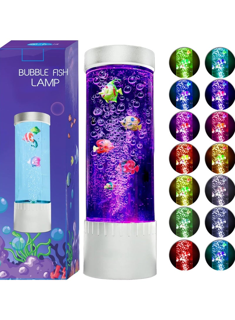 أكاليكس البني فقاعة الأسماك مصباح / سطح المكتب الحسية أدى فقاعة مصباح / تغيير لون مصباح حوض السمك / خزان الأسماك الاصطناعية مع الأسماك المتحركة ، حصان البحر ، قنديل البحر / هدية للأطفال والكبار ، أدهد والتوحد - Image 1