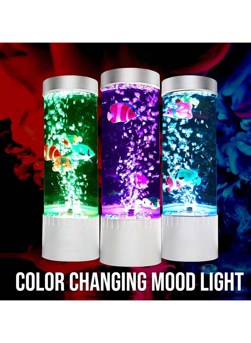 أكاليكس البني فقاعة الأسماك مصباح / سطح المكتب الحسية أدى فقاعة مصباح / تغيير لون مصباح حوض السمك / خزان الأسماك الاصطناعية مع الأسماك المتحركة ، حصان البحر ، قنديل البحر / هدية للأطفال والكبار ، أدهد والتوحد - Image 3