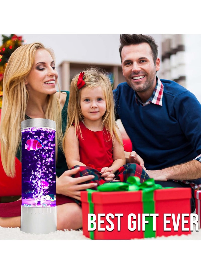 أكاليكس البني فقاعة الأسماك مصباح / سطح المكتب الحسية أدى فقاعة مصباح / تغيير لون مصباح حوض السمك / خزان الأسماك الاصطناعية مع الأسماك المتحركة ، حصان البحر ، قنديل البحر / هدية للأطفال والكبار ، أدهد والتوحد - Image 4