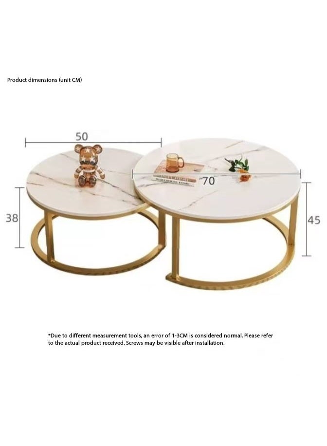 Round Nesting Coffee Tables Set of 2, Modern Living Room Coffee Table / Tea Table with Sturdy Metal Frame and Wood Look Tabletop, Space-Saving Sofa Side Table / End Table for Small Space, Apartment, Bedroom, Home Office, Dorm, Easy Assembly（CJ022） - Image 2