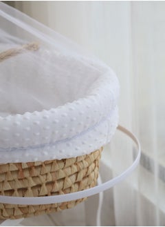 StarKids Baby Moses Basket Cradle With Rocking Stand, White  - Image 3