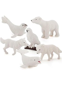 Generic Realistic Mini Arctic Animal Figures Toy Polar Animals Figurines Toy Playset with Polar Bear Snowy Owl Seals White Fox Beluga Wolf Cognitive Toys for Kids Toddlers 6PCS  - Image 1