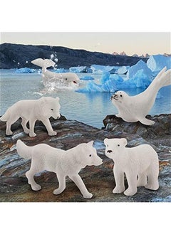 Generic Realistic Mini Arctic Animal Figures Toy Polar Animals Figurines Toy Playset with Polar Bear Snowy Owl Seals White Fox Beluga Wolf Cognitive Toys for Kids Toddlers 6PCS  - Image 4