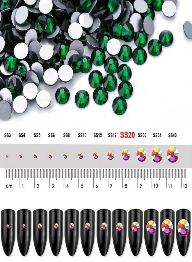Dowarm 720Pieces SS20 Flatback Rhinestones, 4.8MM Glass Crystal Rhinestones for Craft Nails Dance Costumes, Flat Back Nail Crystals, Non Hotfix Rhinestones (SS20 / 4.8MM, Green/Emerald) - Image 3