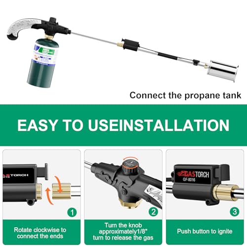 Sondiko Propane Torch Weed Burner, High Output Weed Torch Flamethrower, 30" Detachable Long Arm Heavy Duty Blow Torch For Garden, Wood, Ice, Snow, Melting(PROPANE TANK NOT INCLUDED) - Image 4