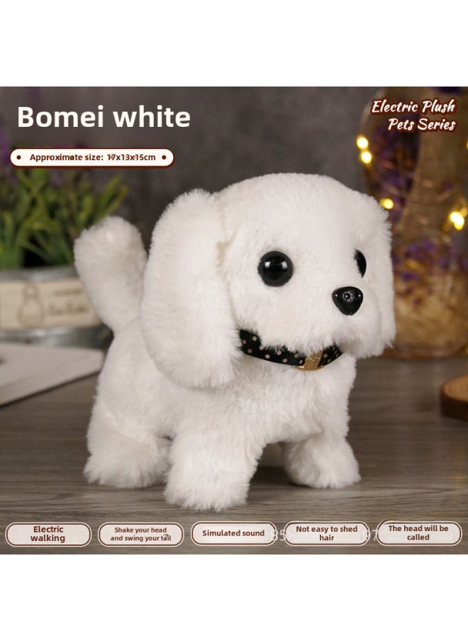 Children's Simulated Teddy Rabbit Electric Pet Dog Plush Walking Barking Toy Electronic Pet Dog Toy-Color:Bome ]-Specifications:Tow Rope Bell Battery Screwdriver  - Image 1