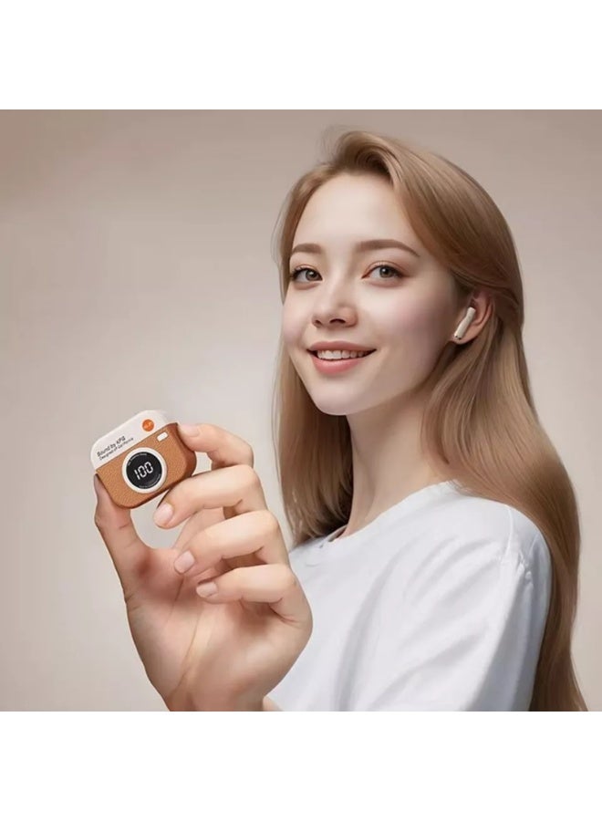 KFG Q86 Retro Camera Half In-Ear Noise-Cancelling Bluetooth Headset with Digital Display - Image 2
