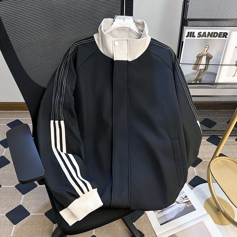 Vintage Three Bar Collar Baseball Suit Jacket Boys Cleanfit Fashion Brand Sports Loose Jacket - Image 2