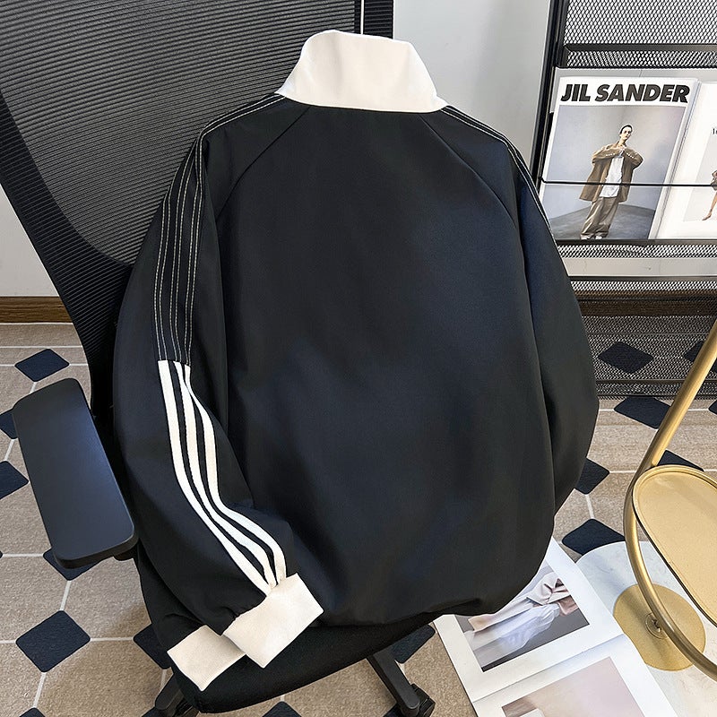 Vintage Three Bar Collar Baseball Suit Jacket Boys Cleanfit Fashion Brand Sports Loose Jacket - Image 5