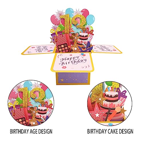 Asmallgf Happy 13th Birthday Pop Up Card for Girl Boy, Sweet Thirteen Year Old Birthday Gift Idea for Daughter Niece, Funny 13 Bday 3D Greeting Card for Him Friends - Image 4