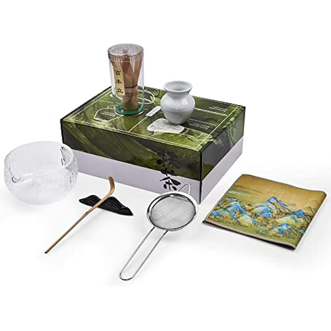 BANFEI Paraful Matcha Tea Set Matcha Bowl And Whisk Set Matcha Starter Kit Matcha Ceremony Kit Japanese Tea Ceremony Set For Matcha Making Clear - Image 1