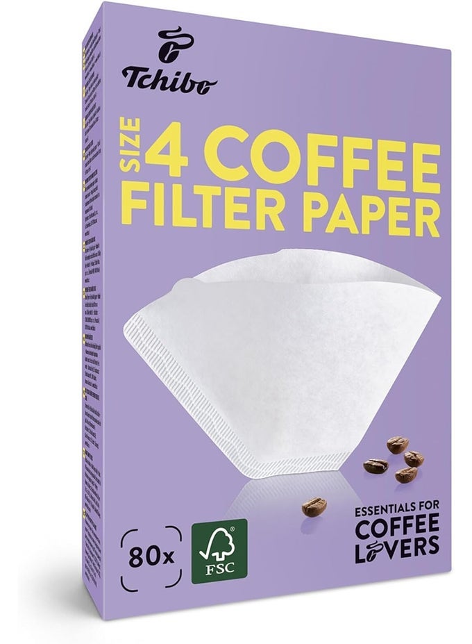 COFFEE FILTER PAPER - SIZE 4, 80 PIECES, WHITE .
