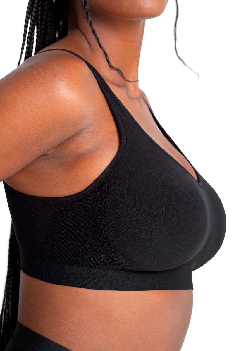 SHAPERMINT Bras for Women No Underwire - Seamless Bras for Women, Wireless Bra, Adjustable Plus Size Bra Black - Image 1