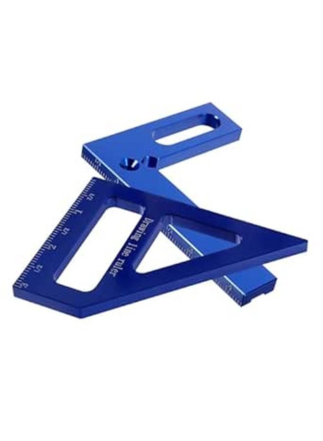 45 Degree 90 Degree Multi Functional Carpenter Triangle Ruler Woodworking Square Tool with Imperial Scale Blue - Image 1