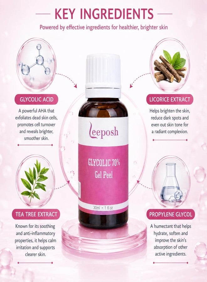 Leeposh Glycolic Acid Peel 70% with Arginine | Exfoliating Face Peel for Smoother & Refreshed Looking Skin | Helps Improve Skin Texture & Radiance | Professional Use Cosmetic Peel 30 ml - Image 3