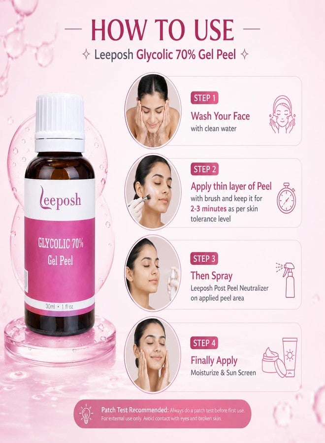 Leeposh Glycolic Acid Peel 70% with Arginine | Exfoliating Face Peel for Smoother & Refreshed Looking Skin | Helps Improve Skin Texture & Radiance | Professional Use Cosmetic Peel 30 ml - Image 4