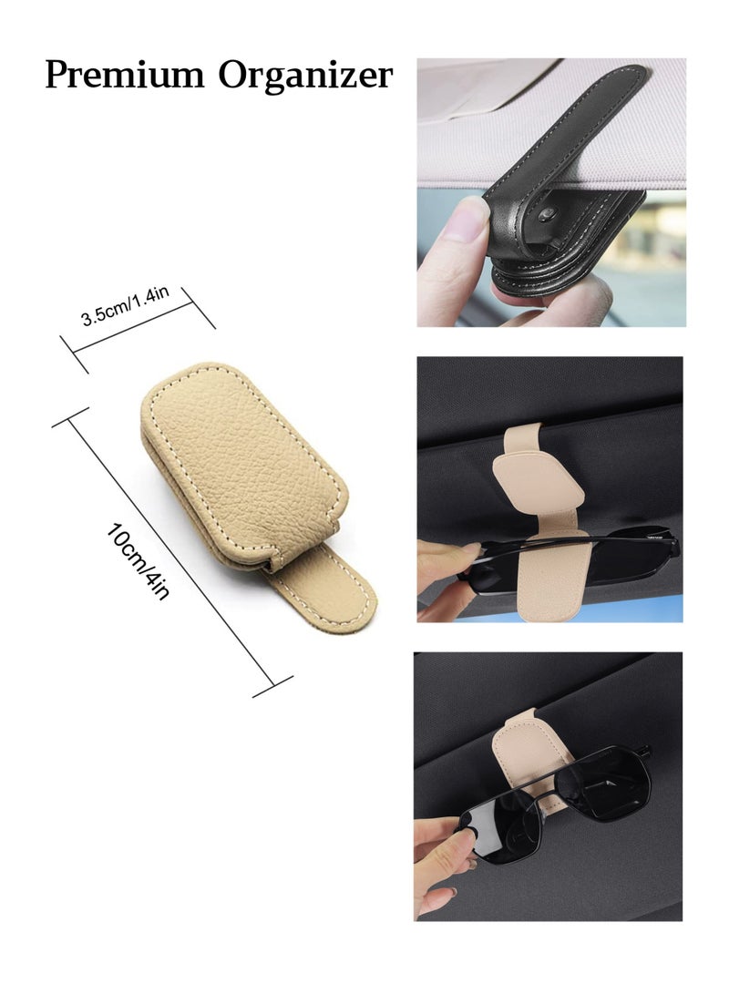 حامل نظارات السيارة الفاخر من الجلد ومزود بمشبك مغناطيسي – منظم متعدد الوظائف لحفظ النظارات والتذاكر، يثبت بسهولة على حاجب الشمس في أي مركبة، يتميز بإغلاق مغناطيسي قوي وغطاء جلدي أنيق (أسود) - Image 5