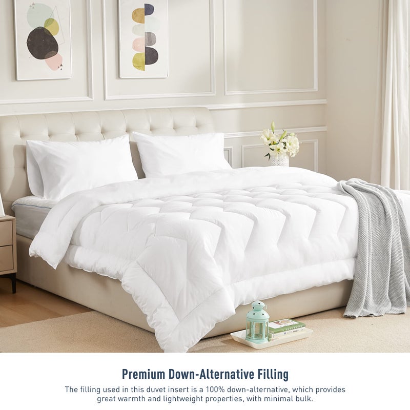 HOMTEC Duvet Insert Cotton Comforter King Size White Down Alternative Fill Duvet Insert 100% Cotton Shell Quilted Fluffy Comforter Lightweight All Season 8 Corner Tabs Durable Breathable Noiseless - Image 2