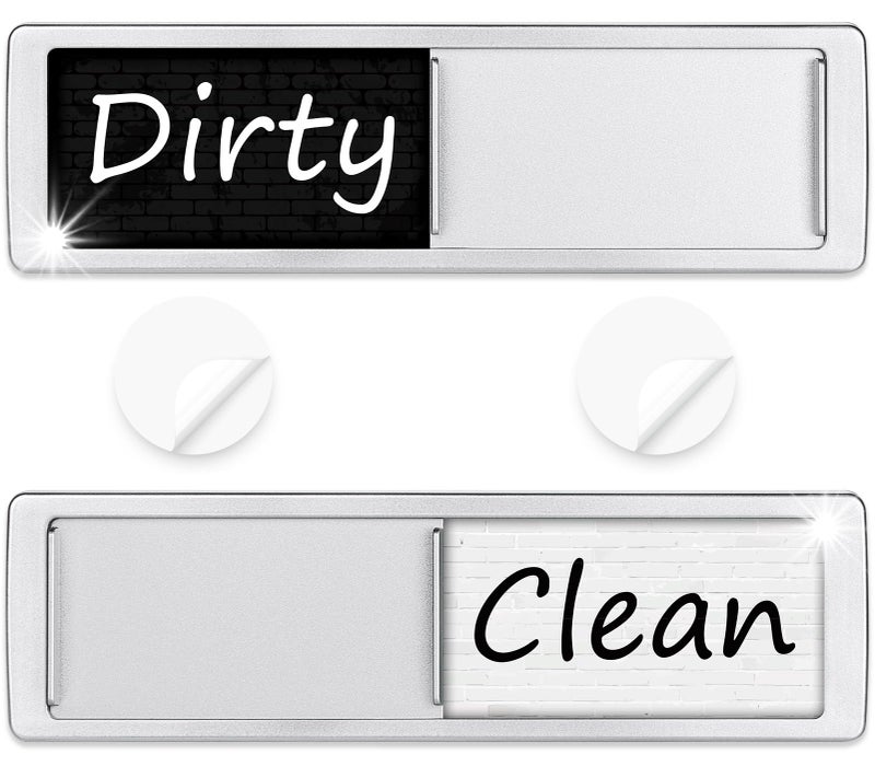 Cimkiz Dishwasher Magnet Clean Dirty Sign Shutter Only Changes When You Push It Non-Scratching Strong Magnet Or 3M Adhesive Options Indicator Tells Whether Dishes Are Clean Or Dirty (Tiles White/Black) - Image 1