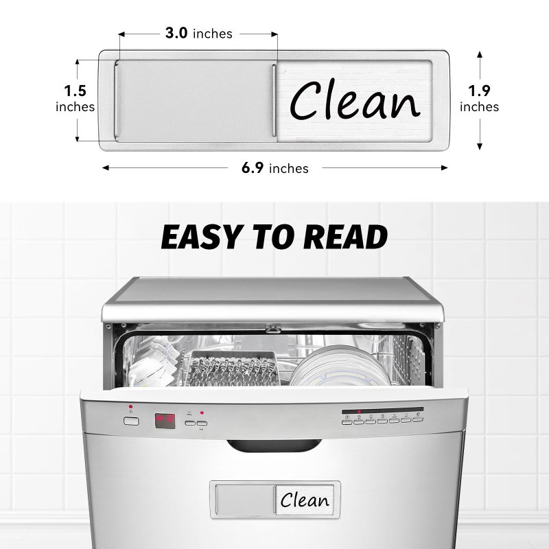 Cimkiz Dishwasher Magnet Clean Dirty Sign Shutter Only Changes When You Push It Non-Scratching Strong Magnet Or 3M Adhesive Options Indicator Tells Whether Dishes Are Clean Or Dirty (Tiles White/Black) - Image 2