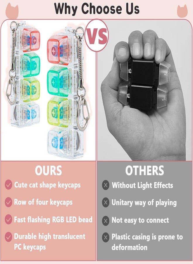 TYRIXKI 2 Pcs Keyboard Fidget Toy, Keyboard Clicker Fidget with LED Lights, Corlorful Cat Shape Keyboard Decompression Button Finger Clicker Toys, Button Stress Relief Fidget to Relief Stress - Image 4