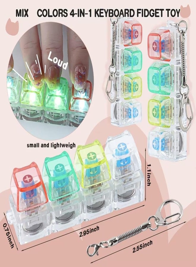 TYRIXKI 2 Pcs Keyboard Fidget Toy, Keyboard Clicker Fidget with LED Lights, Corlorful Cat Shape Keyboard Decompression Button Finger Clicker Toys, Button Stress Relief Fidget to Relief Stress - Image 2